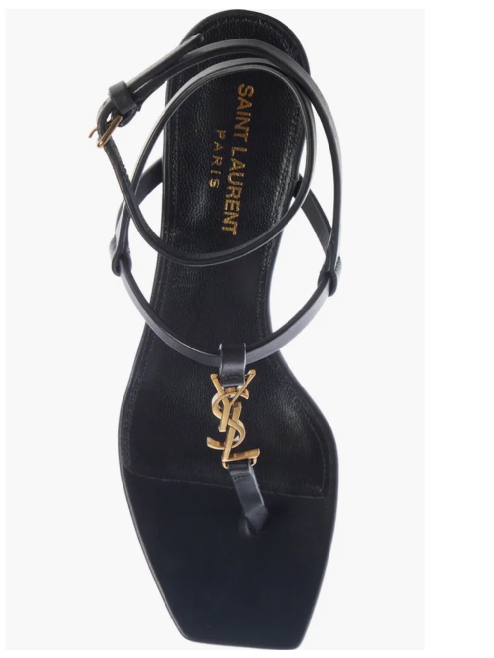 Saint Laurent Cassandra 60mm Leather Sandals Black Size